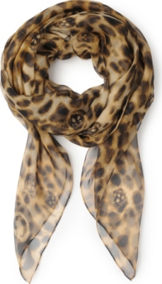 ALEXANDER MCQUEEN Leopard Skull silk-chiffon scarf