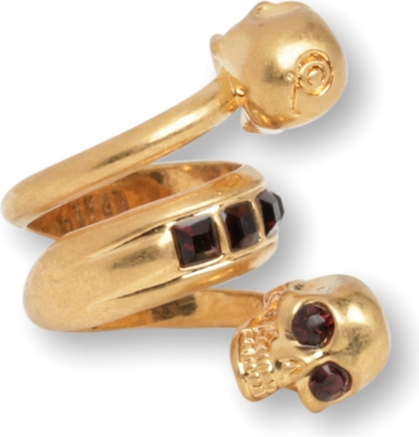 ALEXANDER MCQUEEN Spiral twin skull ring