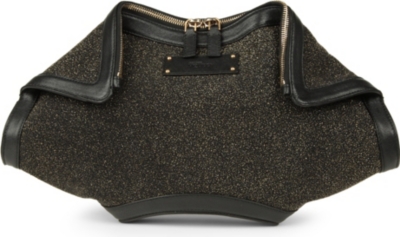 ALEXANDER MCQUEEN De manta glitter-embellished clutch