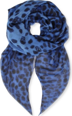 ALEXANDER MCQUEEN Leopard Skull silk-chiffon scarf