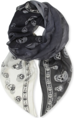 ALEXANDER MCQUEEN Skull Degrade silk-chiffon scarf