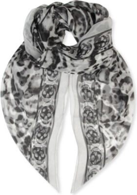 ALEXANDER MCQUEEN Animalier silk-chiffon scarf