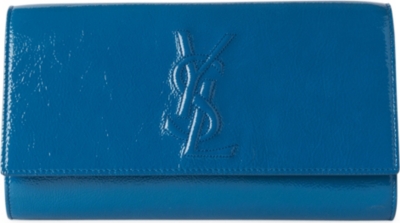 SAINT LAURENT Belle de Jour patent clutch (Azur