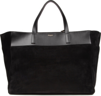 SAINT LAURENT Reversible suede and leather shopper