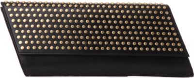 SAINT LAURENT Diagonale studded leather clutch