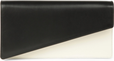 SAINT LAURENT Diagonal leather clutch