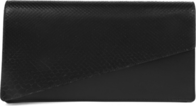 SAINT LAURENT Diagonal leather clutch