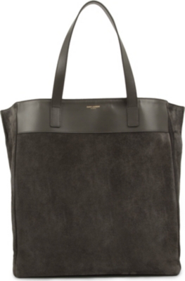 SAINT LAURENT Reversible suede and leather shopper