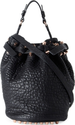 ALEXANDER WANG Diego pebbled leather bucket bag with rose gold hardware