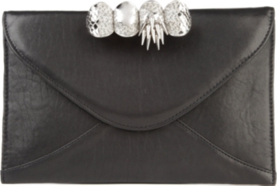 MAISON DU POSH Knuckle large leather clutch