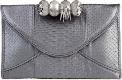 MAISON DU POSH Knuckle large python leather clutch