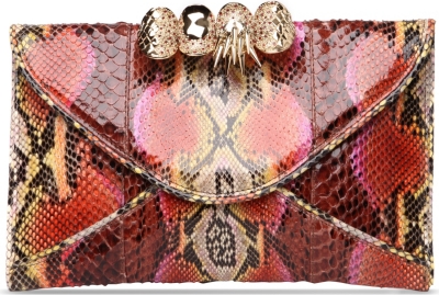 MAISON DU POSH Knuckle large python leather clutch