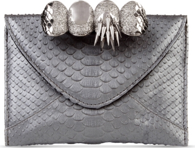MAISON DU POSH Knuckle small python leather clutch