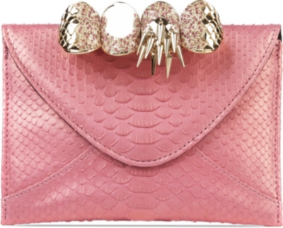 MAISON DU POSH Knuckle small python leather clutch