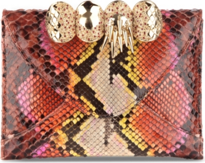 MAISON DU POSH Knuckle small python leather clutch
