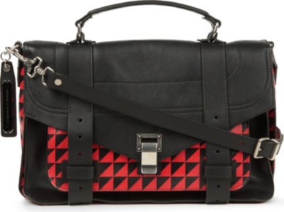 PROENZA SCHOULER PS1 medium chevron-print leather satchel