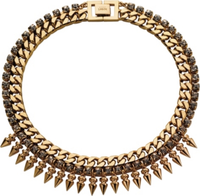MAWI Rose gold spike crystal necklace