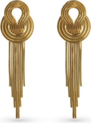 LARA BOHINC Saturn 22ct gold-plated drop earrings (Gold