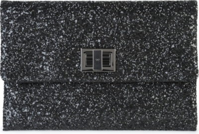 ANYA HINDMARCH Valorie glitter&ndash;embellished clutch (Black
