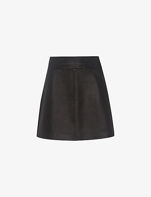 WHISTLES: Leather mini skirt