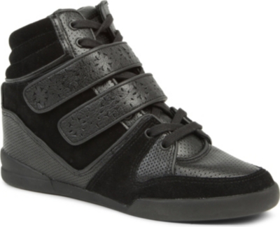 THE KOOPLES SPORT Leather and suede high-top trainers