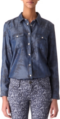 THE KOOPLES Floral-print denim shirt