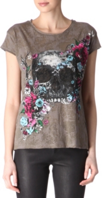 THE KOOPLES Floral skull burn-out t-shirt