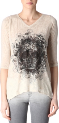 THE KOOPLES Skull and butterfly burn-out top