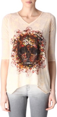 THE KOOPLES Skull and butterfly burn-out top