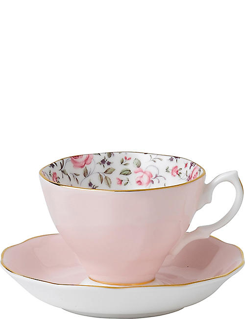ROYAL ALBERT: Rose Confetti Vintage teacup and saucer