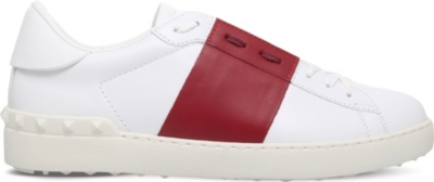Open contrast-stripe leather trainers(5321840)