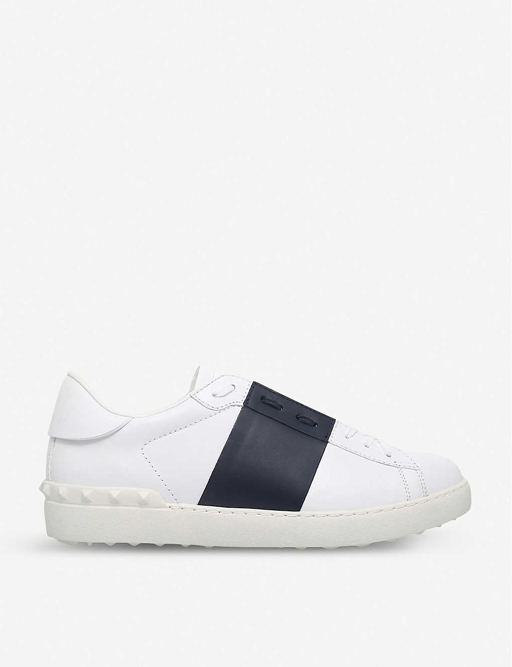 Open contrast-stripe leather trainers(5321850)