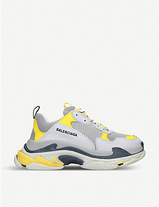 BALENCIAGA: Triple S leather and mesh trainers