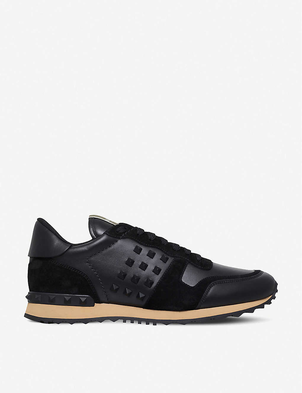 Rockstud leather and suede trainers(4786316)