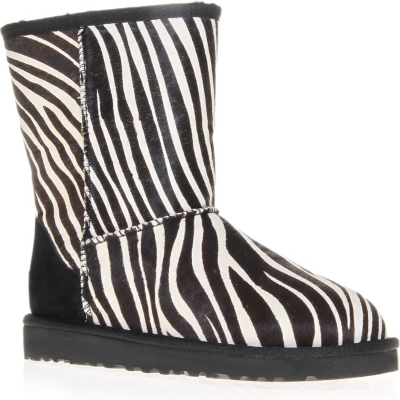 UGG Classic Short zebra-print sheepskin boots