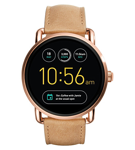 FOSSIL - Fossil Q Wander Brown Leather Touchscreen Smartwatch | Selfridges.com
