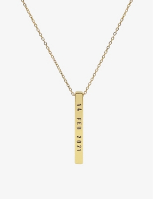 LITTLESMITH: Personalised 13 characters gold-plated vertical bar necklace