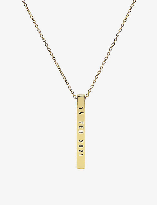 LITTLESMITH: Personalised 13 characters gold-plated vertical bar necklace