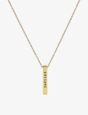 LITTLESMITH: Personalised 9 characters gold-plated vertical bar necklace