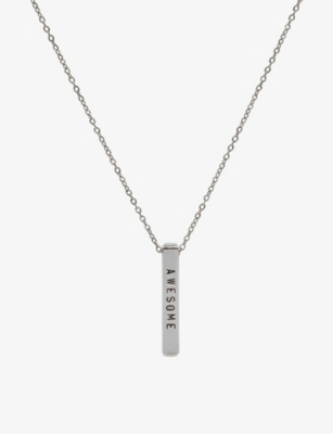 LITTLESMITH: Personalised 9 characters silver-plated vertical bar necklace