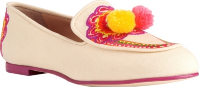 LK BENNETT Bamboo canvas loafers