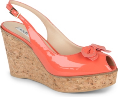 LK BENNETT Susie 3d bow peep toe slingback wedge