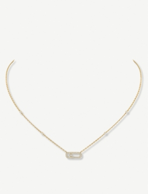 MESSIKA: Move Uno 18ct yellow-gold and pavé diamond necklace