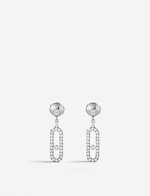 MESSIKA: Move Uno 18ct white-gold and diamond earrings
