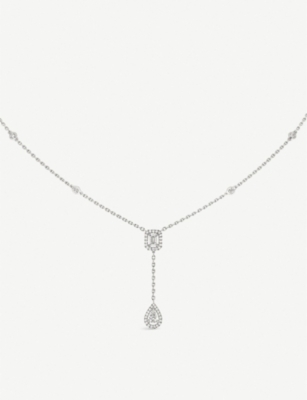 MESSIKA: My Twin 18ct white-gold and 0.10ct diamond tie necklace