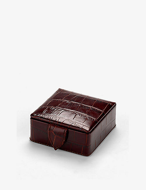 ASPINAL OF LONDON: Croc-embossed leather stud box