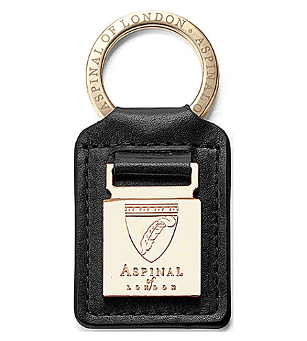 ASPINAL OF LONDON   Metal plaque leather keyring