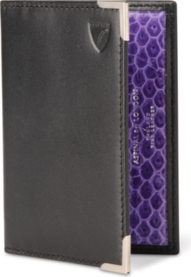 ASPINAL Leather and snakeskin double fold credit card case (Black & multi-coloured
