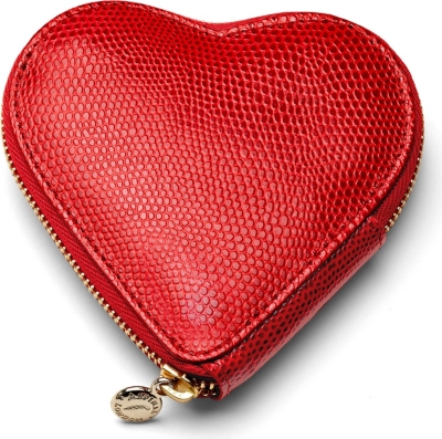 ASPINAL Heart lizard-embossed leather coin purse