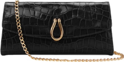 ASPINAL Eaton croc-embossed leather clutch